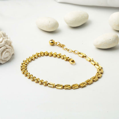 14K Yellow Gold Trendy Gold Bead Bracelet