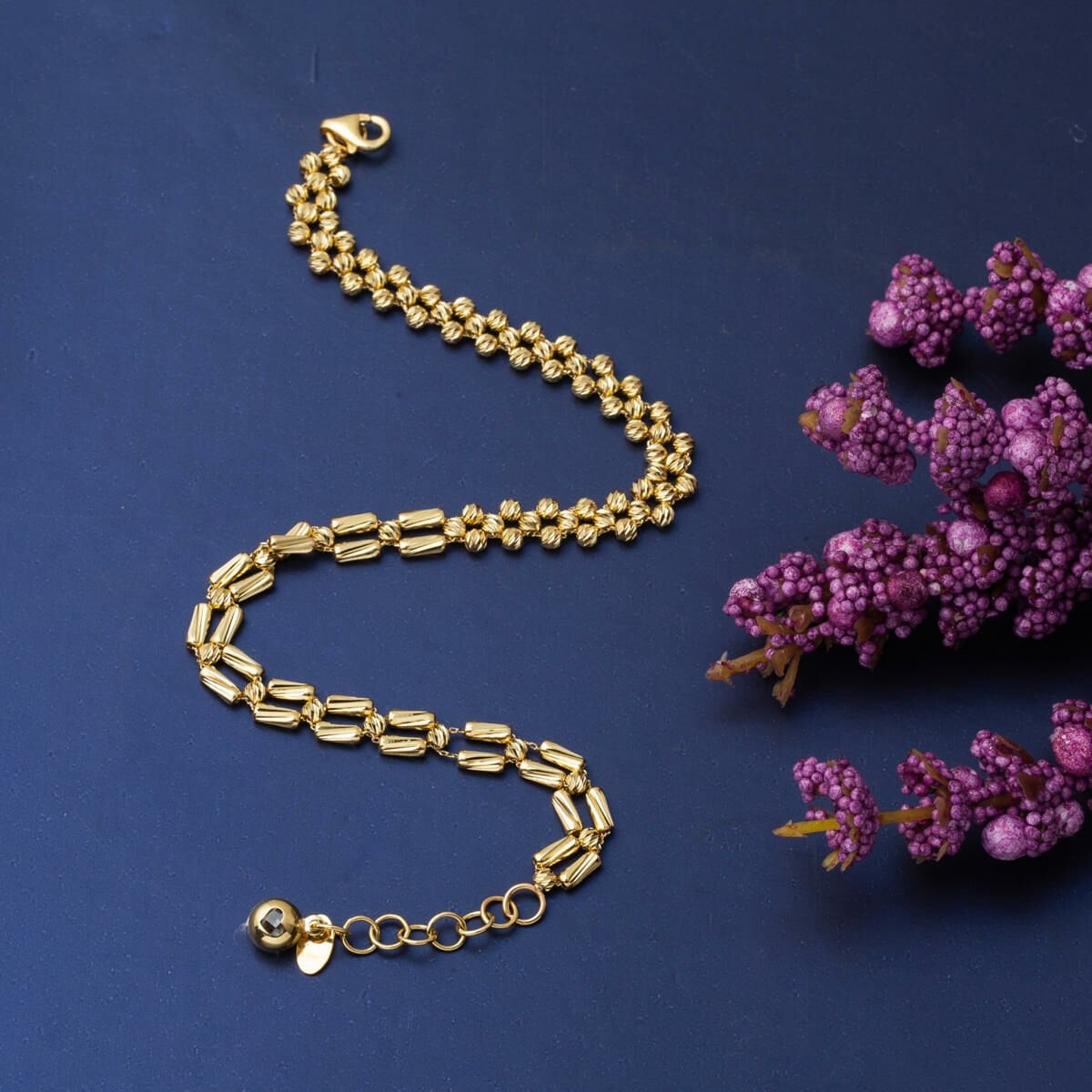 14K Yellow Gold Trendy Gold Bead Bracelet