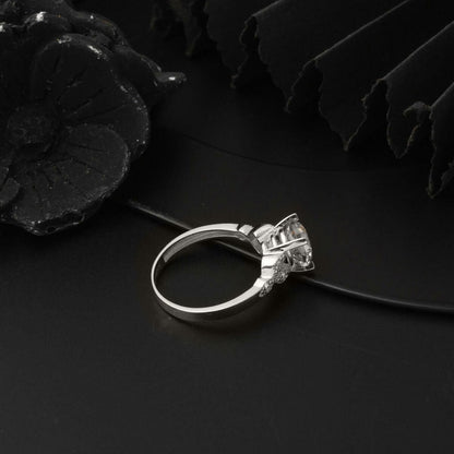 14K White Gold Trendy Solitaire Cubic Zirconia Ring