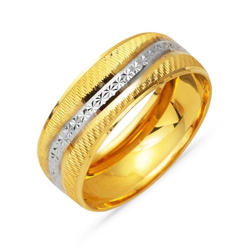 14K Yellow Gold Trendy Design Hand Engraved Women's Wedding Band Ring