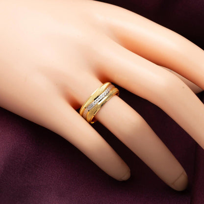 14K Yellow Gold Trendy Design Hand Engraved Women's Wedding Band Ring