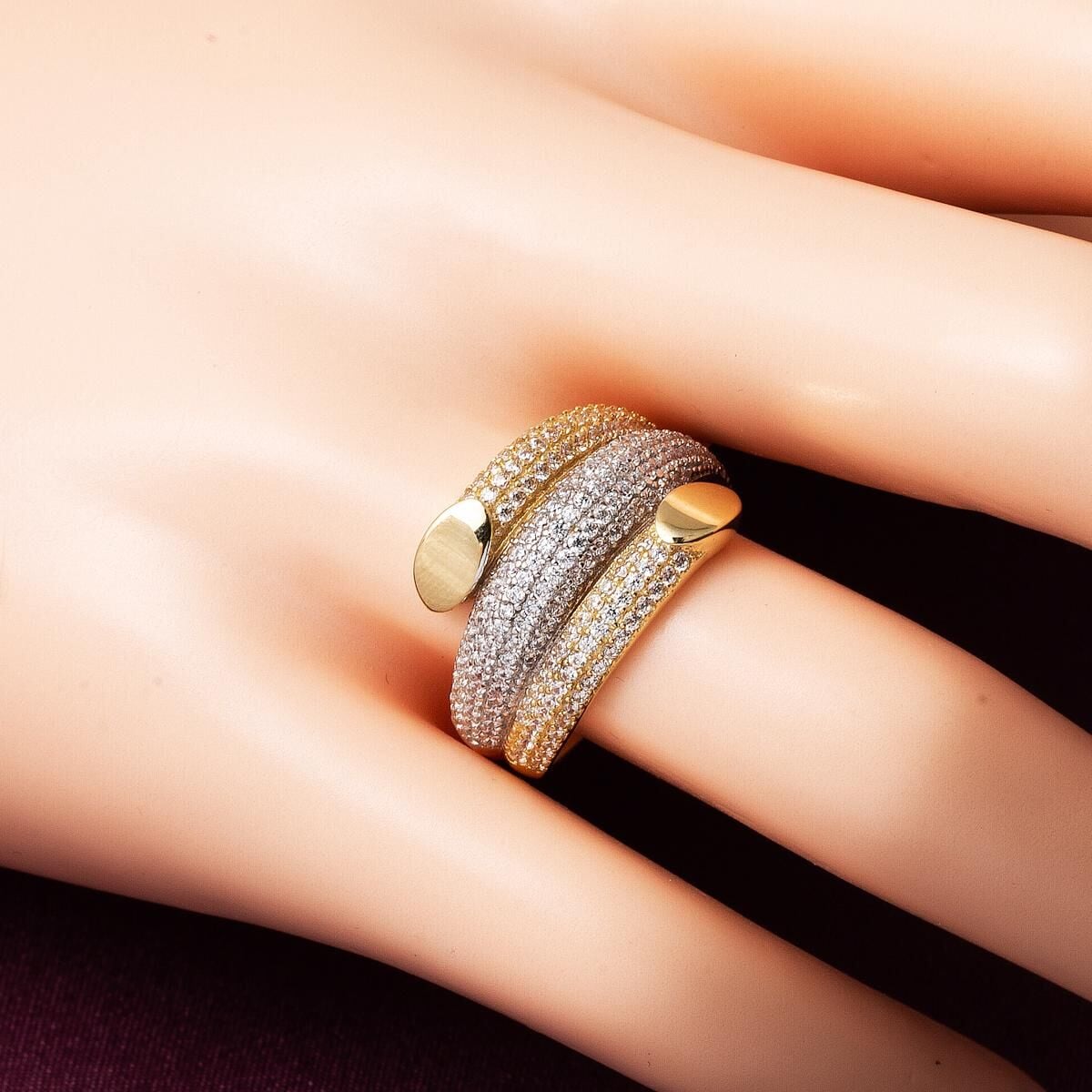 14K Yellow Gold Tria Cubic Zirconia Ring
