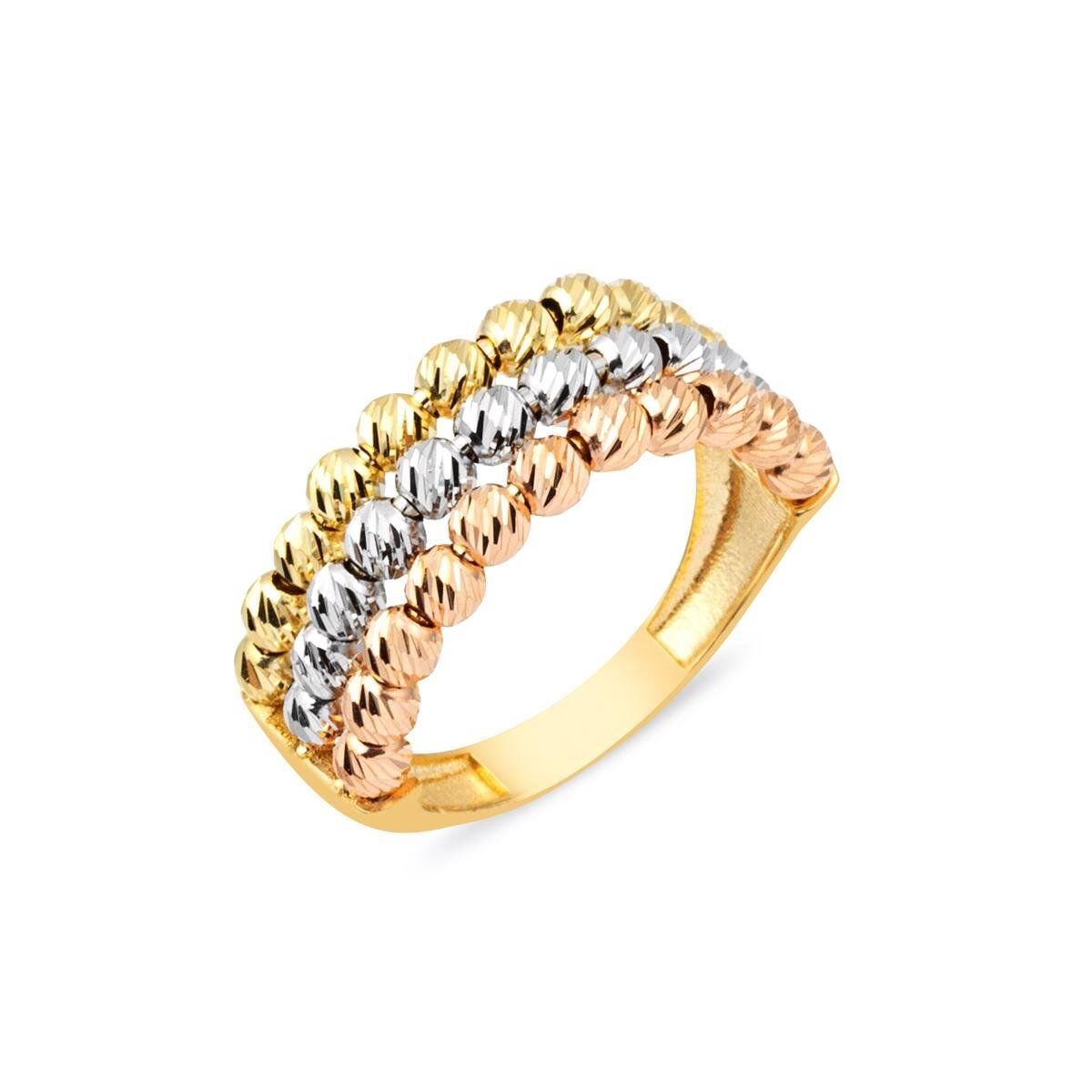 14K Yellow Gold Tria Bead Ring