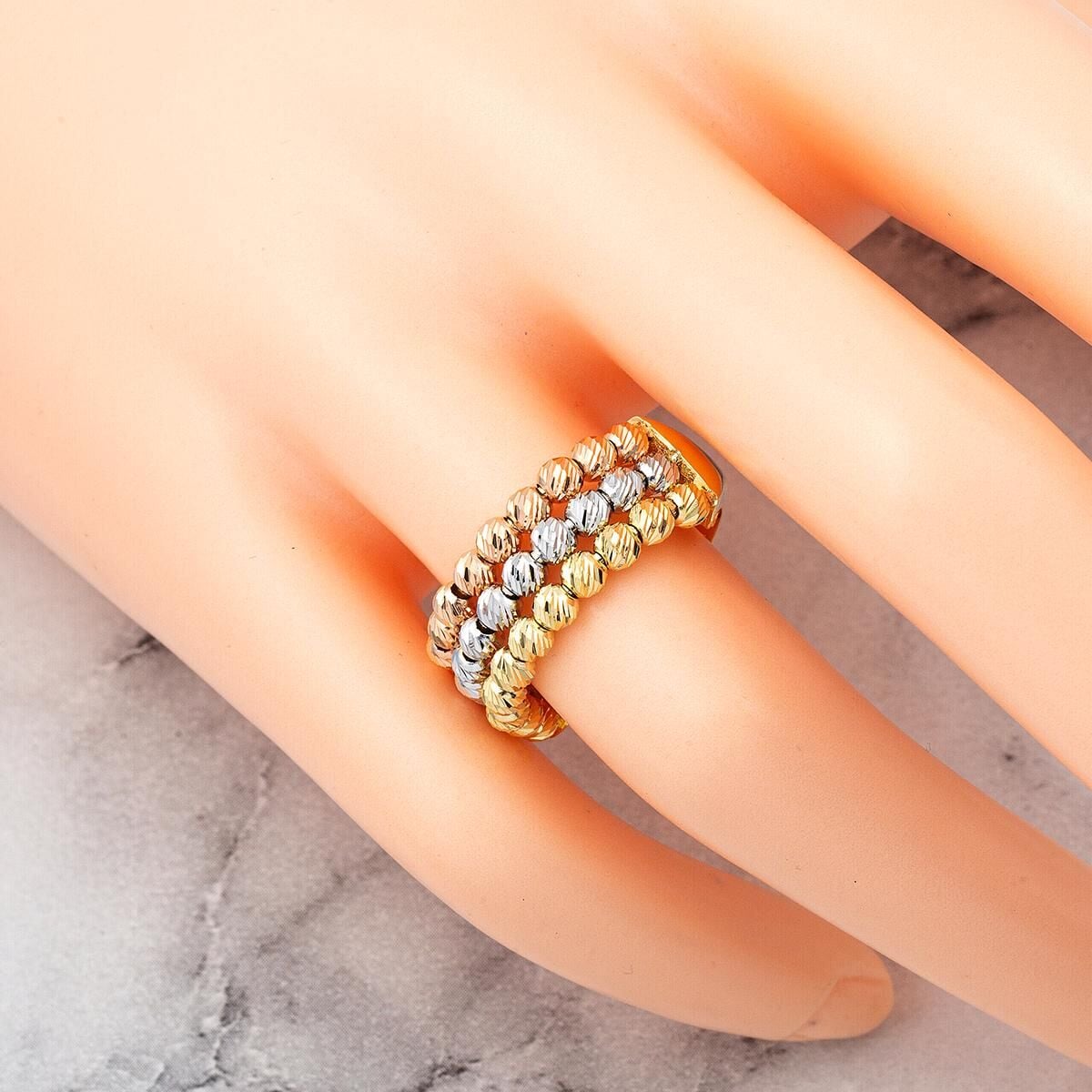 14K Yellow Gold Tria Bead Ring