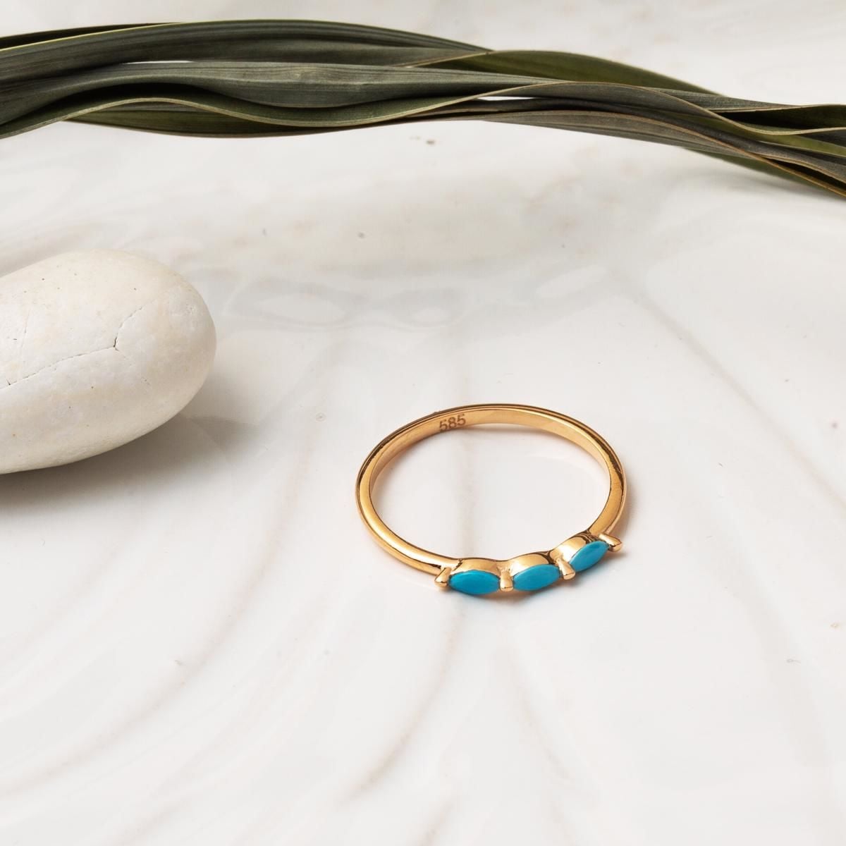 14K Rose Gold Tria Turquoise Ring