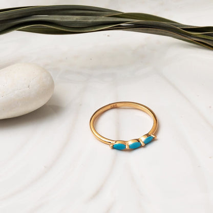 14K Rose Gold Tria Turquoise Ring