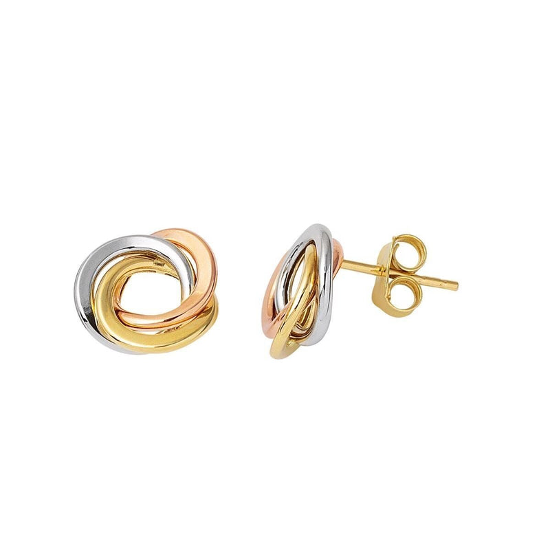 14K Yellow Gold Tria Hoop Clip-On Knot Earrings