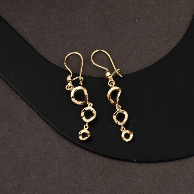 14K Yellow Gold Tria Hoop Dangle Women's Earrings