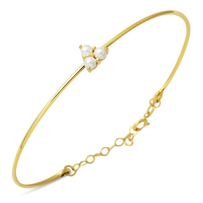 14K Yellow Gold Tria Thin Pearl Bangle
