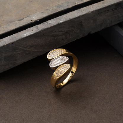 14K Yellow Gold Tria Two-Tone Cubic Zirconia Ring