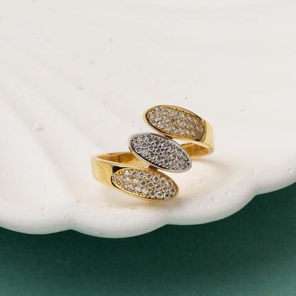 14K Yellow Gold Tria Two-Tone Cubic Zirconia Ring