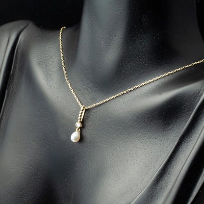 14K Yellow Gold Tropez Baguette Cubic Zirconia Pearl Set