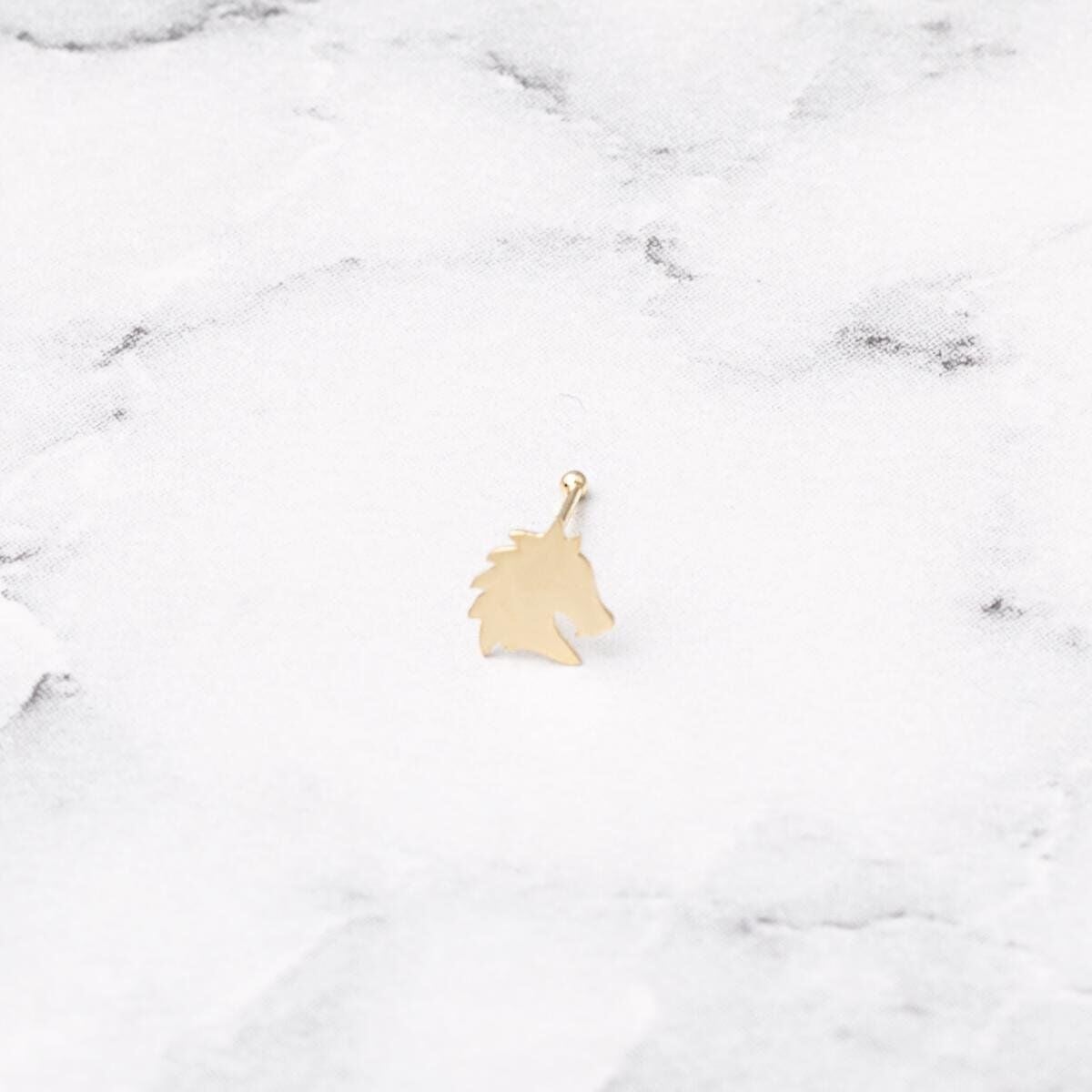 14K Yellow Gold Trojan Horse Nose Ring