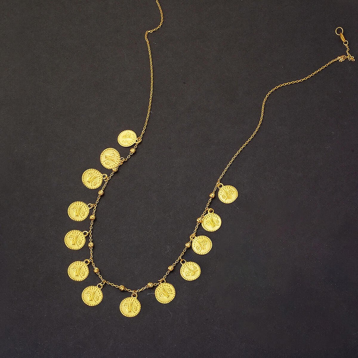 22K Yellow Gold Ottoman Tughra Stacked Chain Necklace