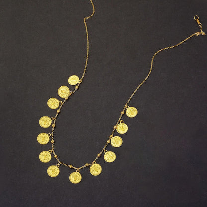 22K Yellow Gold Ottoman Tughra Stacked Chain Necklace
