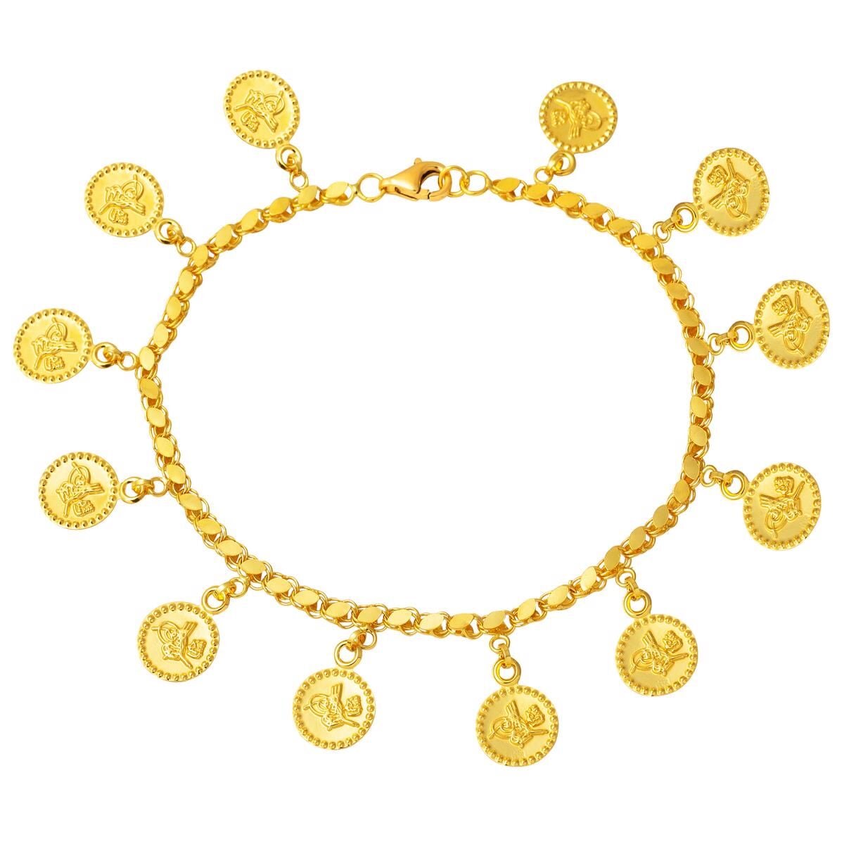 14K Yellow Gold Ottoman Tughra Designer Inspired Bracelet