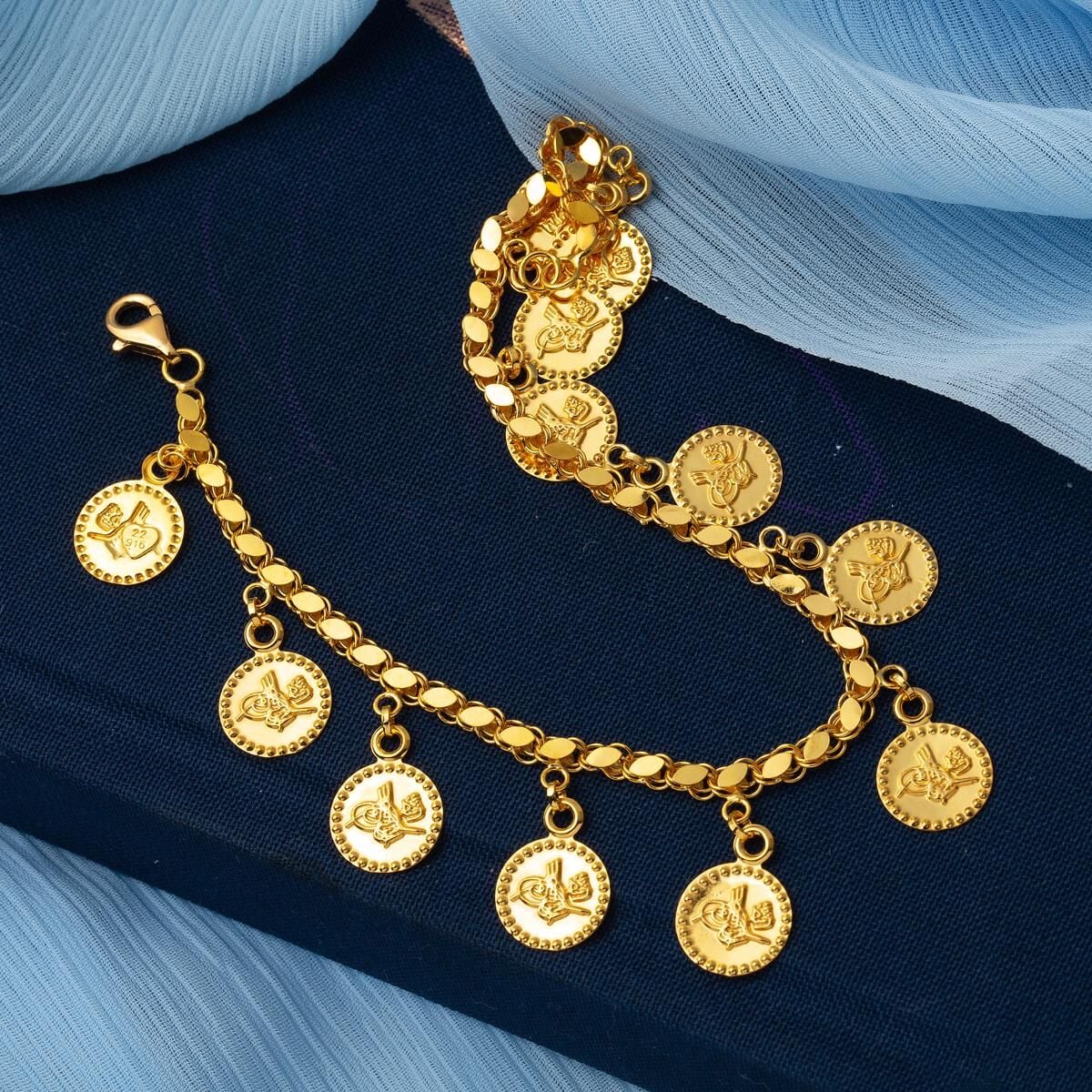 14K Yellow Gold Ottoman Tughra Designer Inspired Bracelet