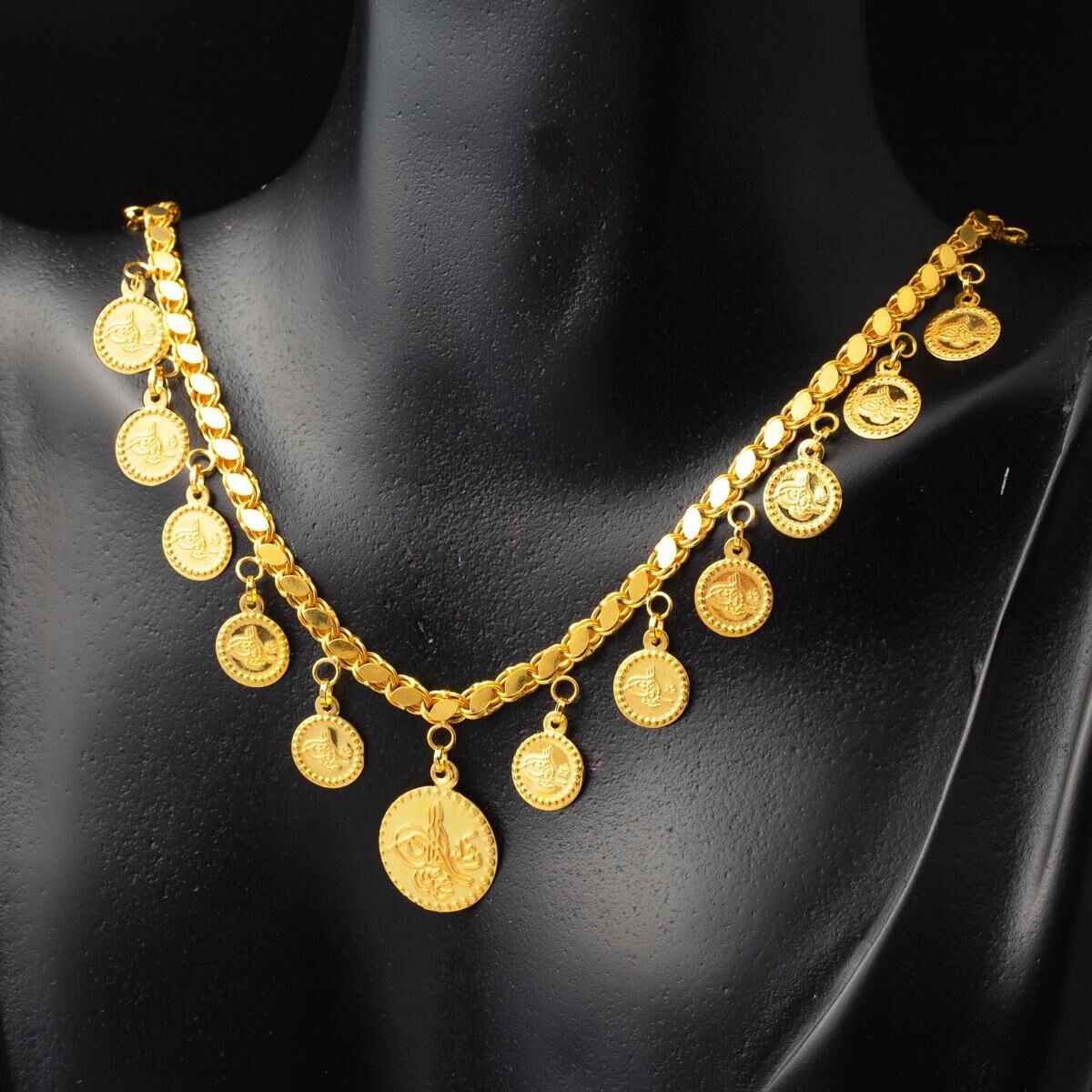 22K Yellow Gold Ottoman Tughra Collar Necklace
