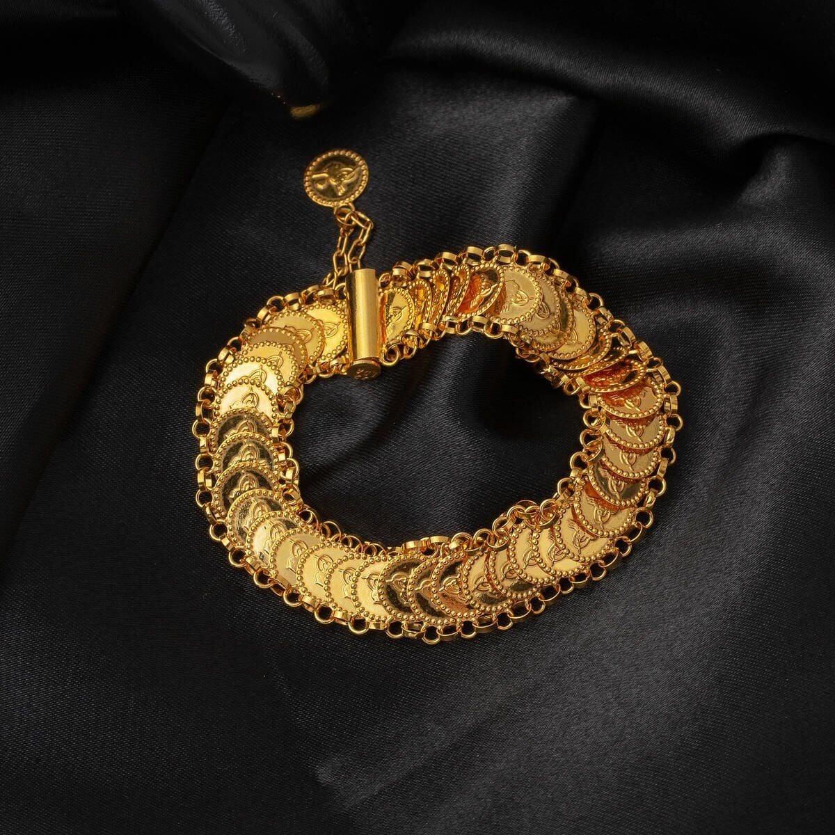 22K Yellow Gold Ottoman Tughra Skateboard Bracelet