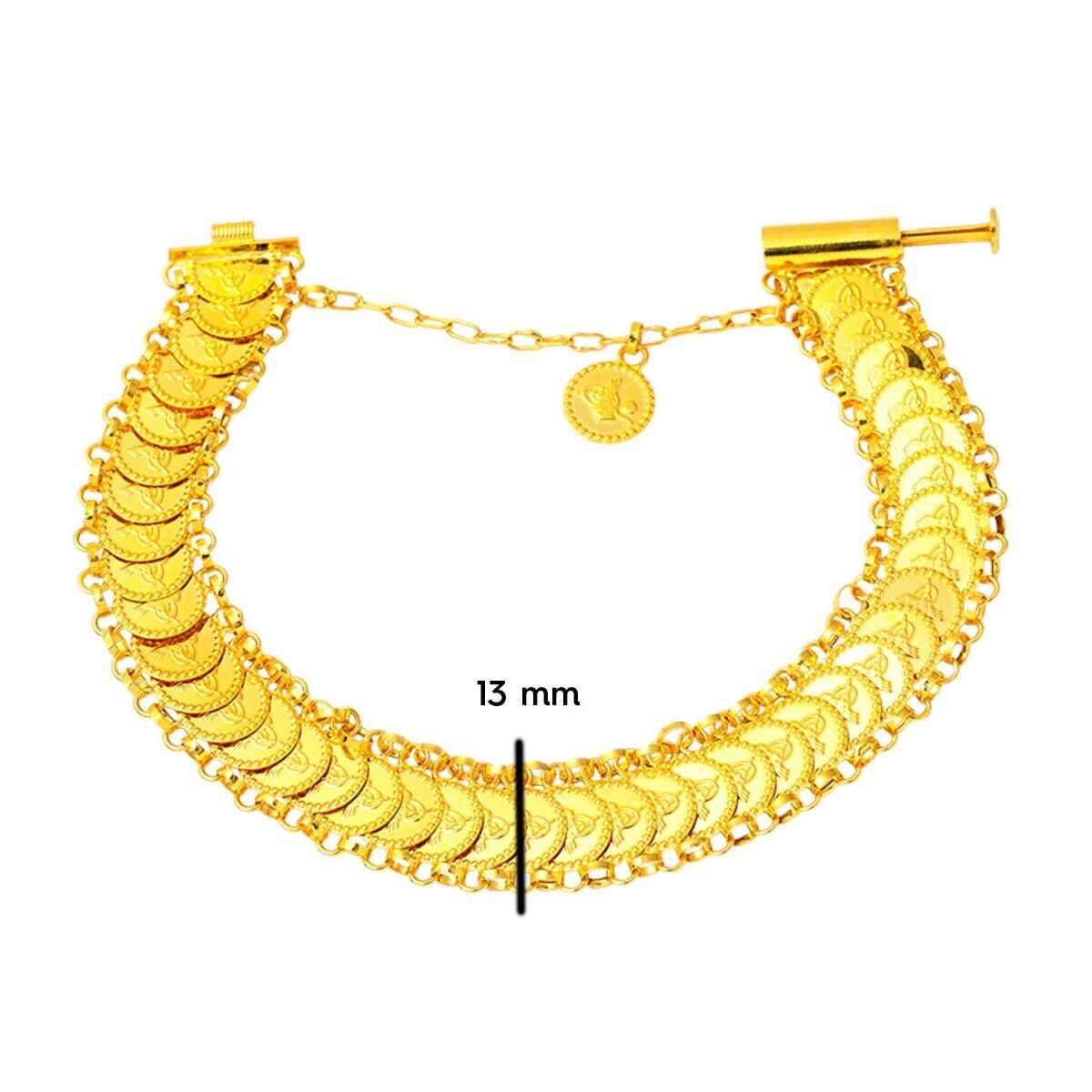 22K Yellow Gold Ottoman Tughra Skateboard Bracelet
