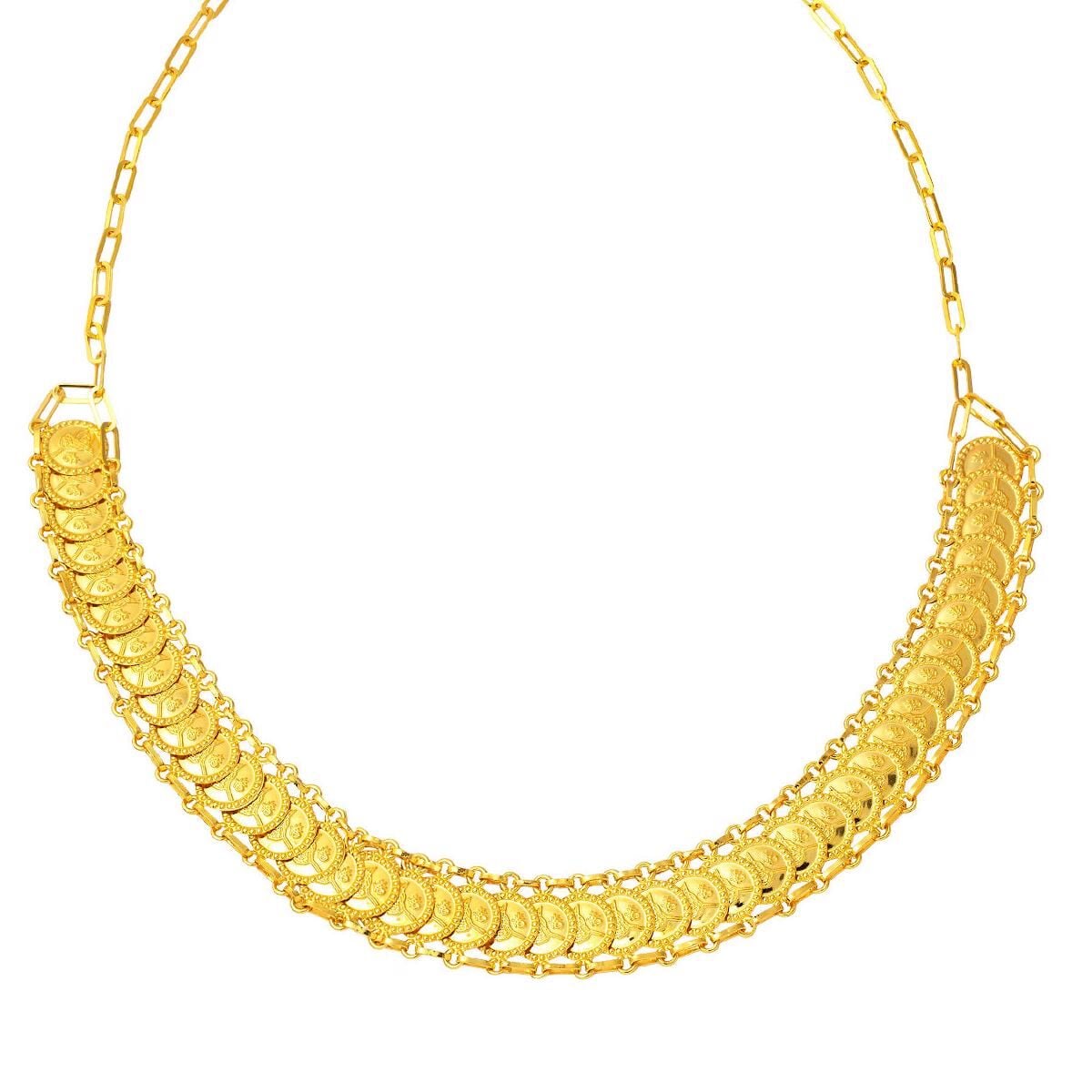 22K Yellow Gold Ottoman Tughra Skateboard Collar Necklace