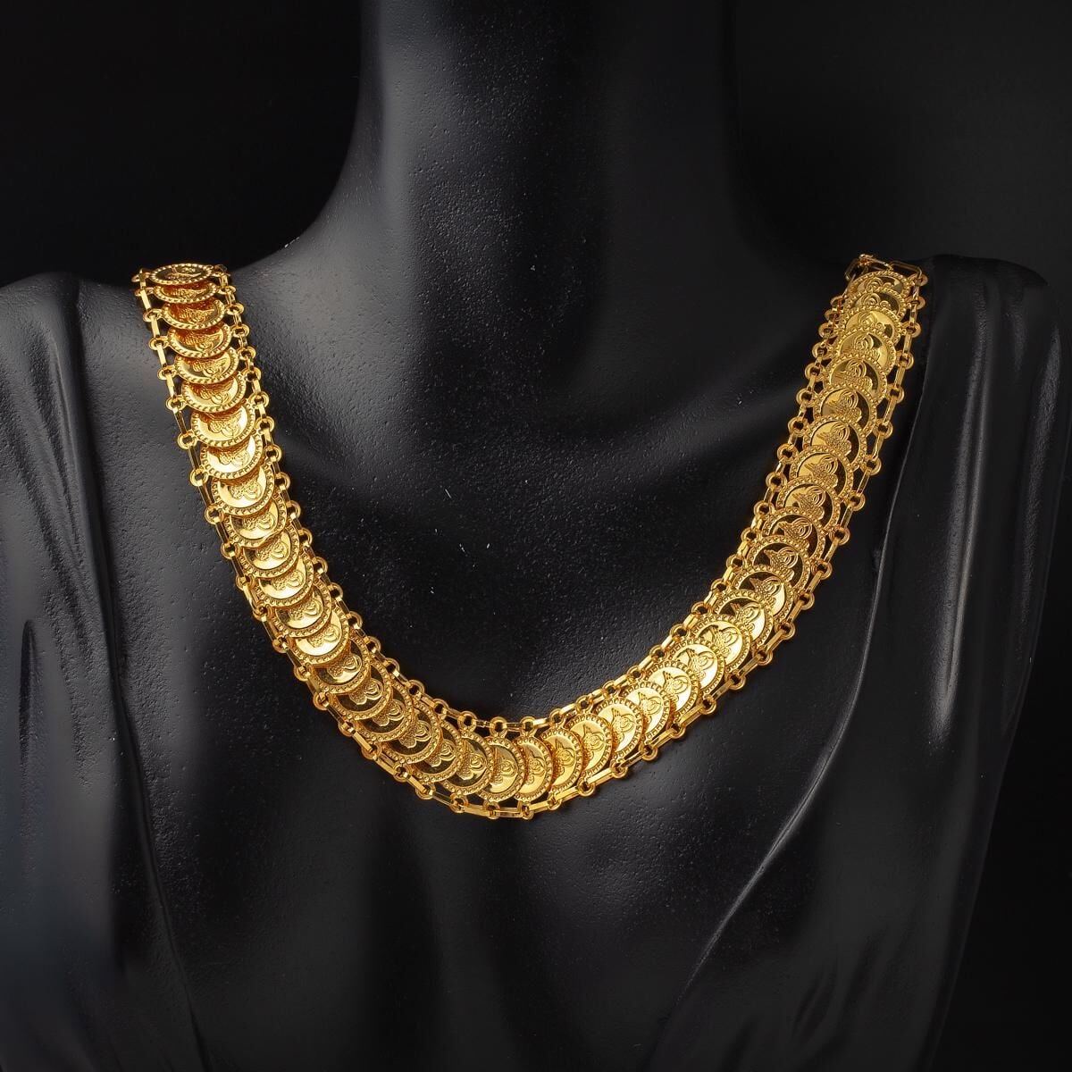 22K Yellow Gold Ottoman Tughra Skateboard Collar Necklace