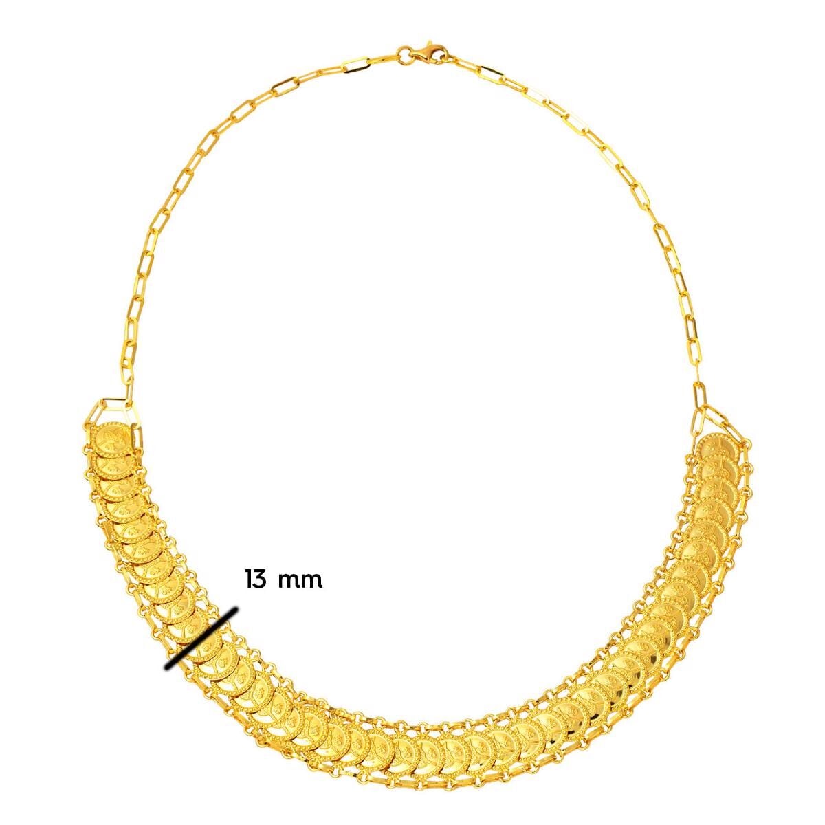 22K Yellow Gold Ottoman Tughra Skateboard Collar Necklace