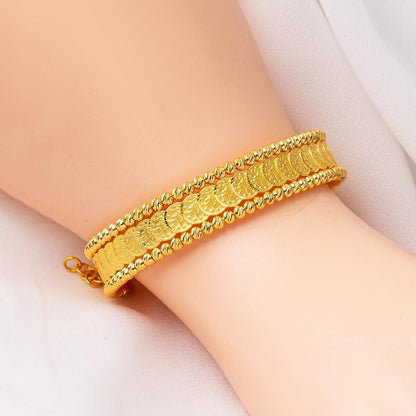 22K Yellow Gold Ottoman Tughra Hinged Cuff Bangle (20.26 g)