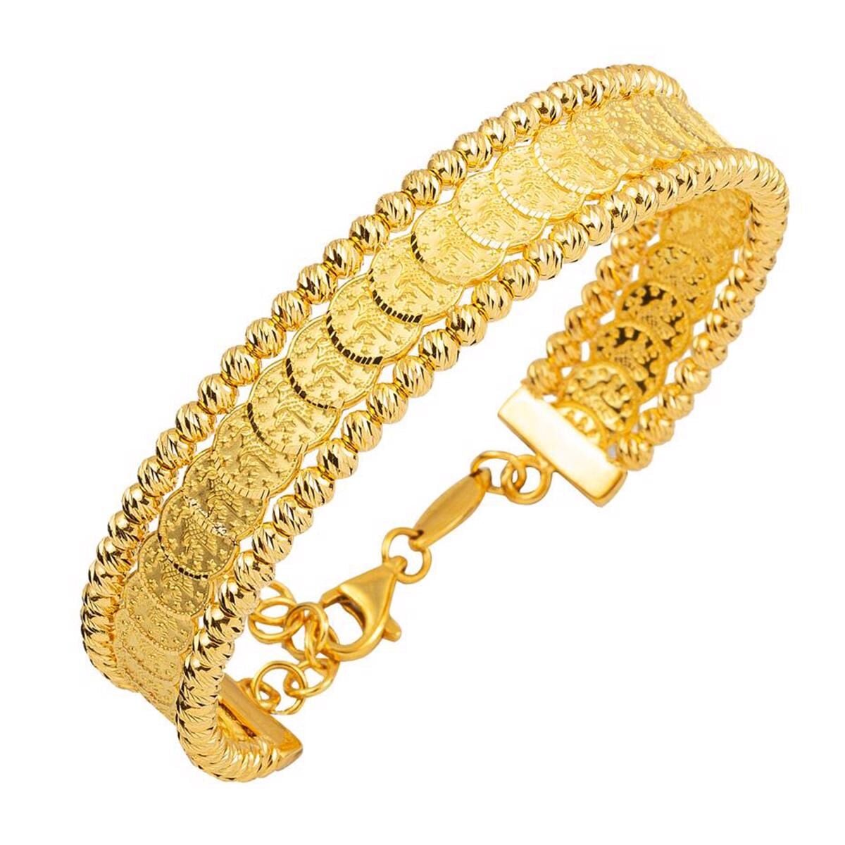 22K Yellow Gold Ottoman Tughra Hinged Cuff Bangle (20.26 g)