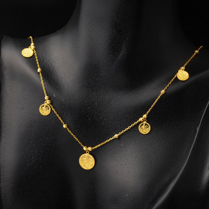14K Yellow Gold Ottoman Tughra Designer Inspired Chain Necklace
