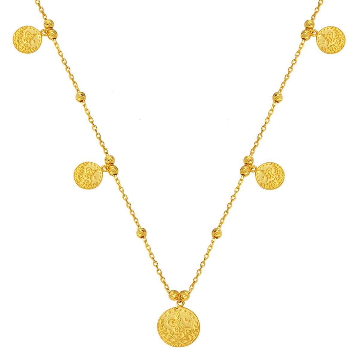 14K Yellow Gold Ottoman Tughra Designer Inspired Chain Necklace
