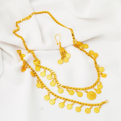 22K Yellow Gold Ottoman Tughra Sequin Chain Set