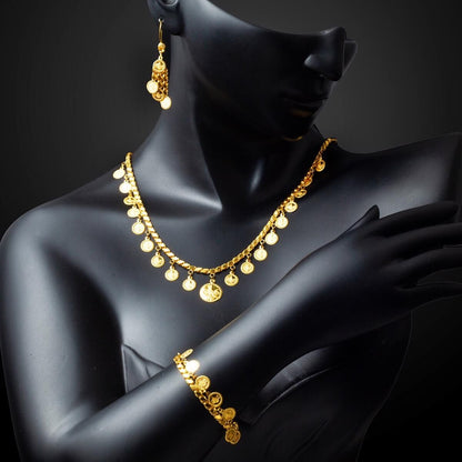 22K Yellow Gold Ottoman Tughra Sequin Chain Set