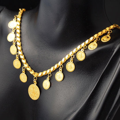 22K Yellow Gold Ottoman Tughra Sequin Chain Set