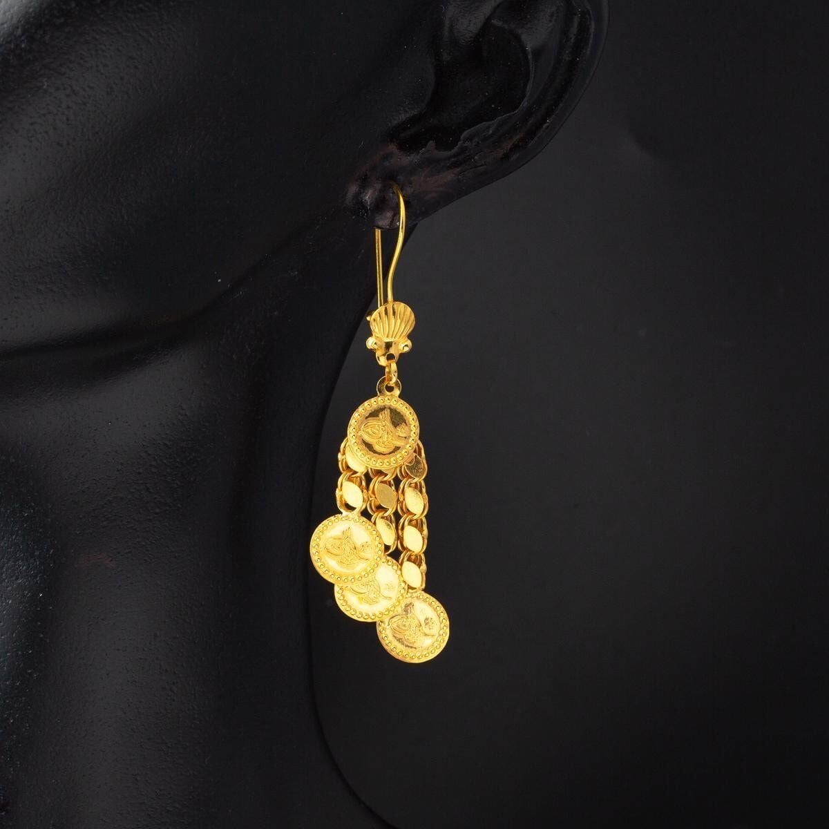 22K Yellow Gold Ottoman Tughra Sequin Chain Set