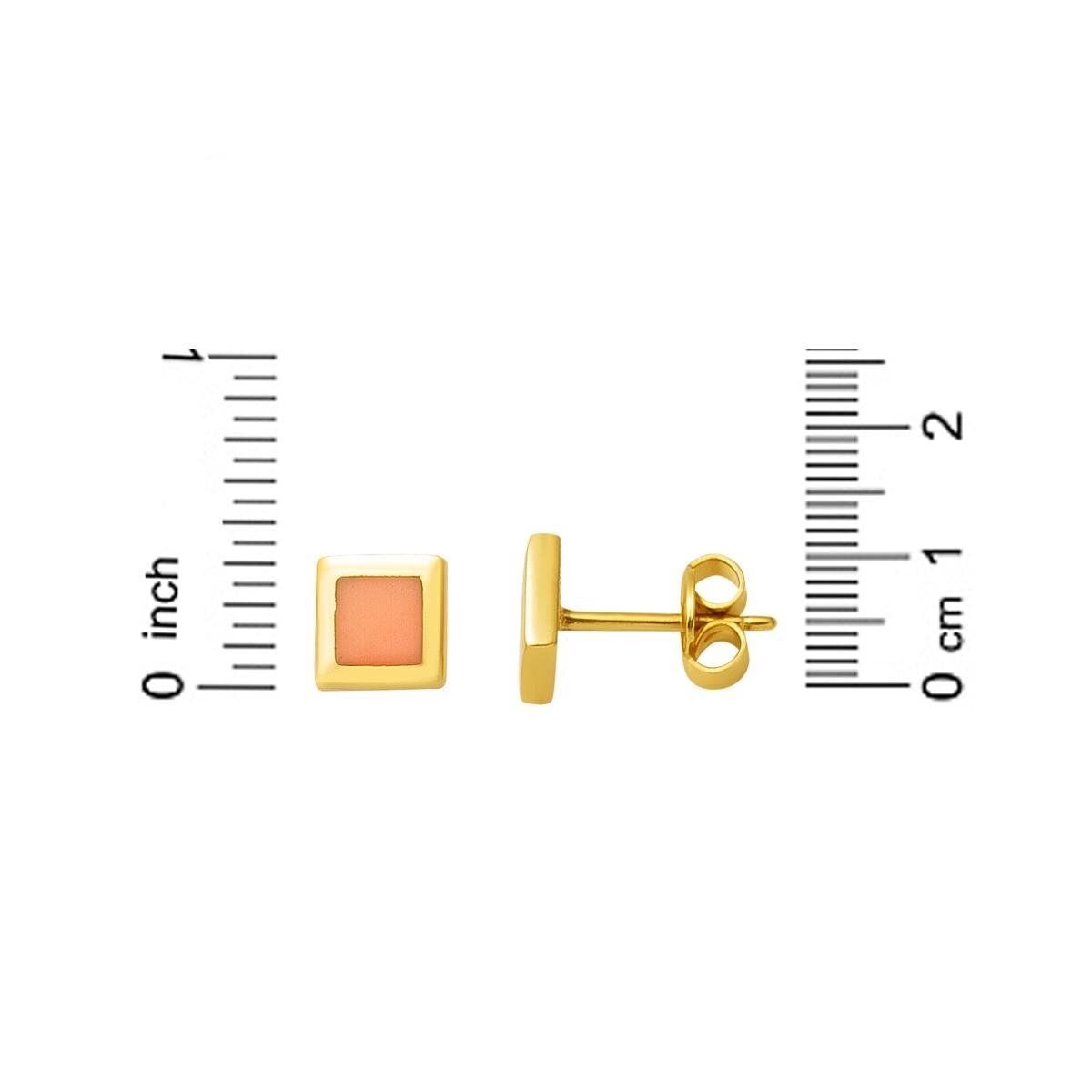 14K Yellow Gold Orange Enamel Children's Earrings