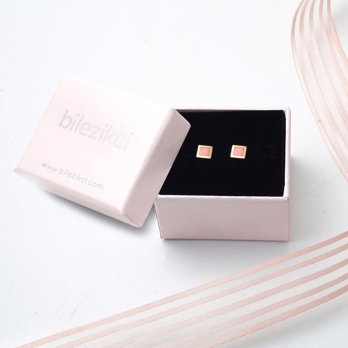 14K Yellow Gold Orange Enamel Children's Earrings