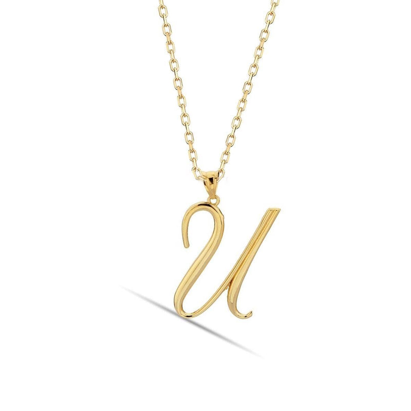 14K Yellow Gold Initial U Necklace