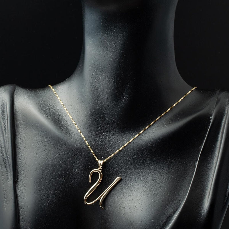 14K Yellow Gold Initial U Necklace