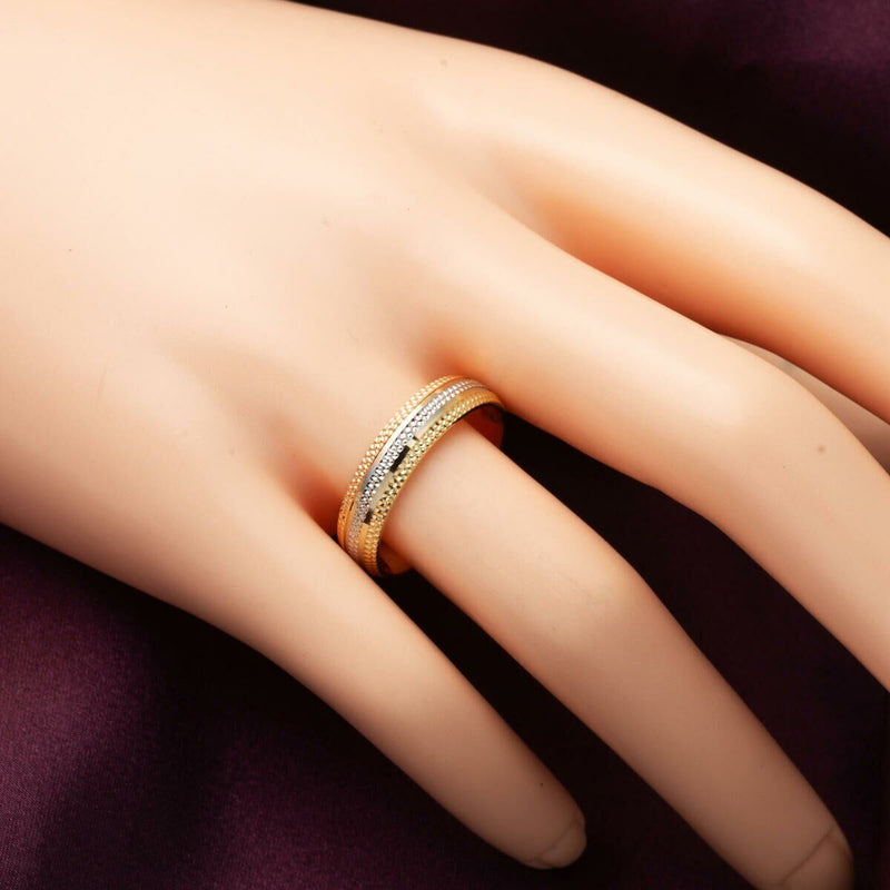 14K Yellow Gold Tri-Color Modern Women's Wedding Band