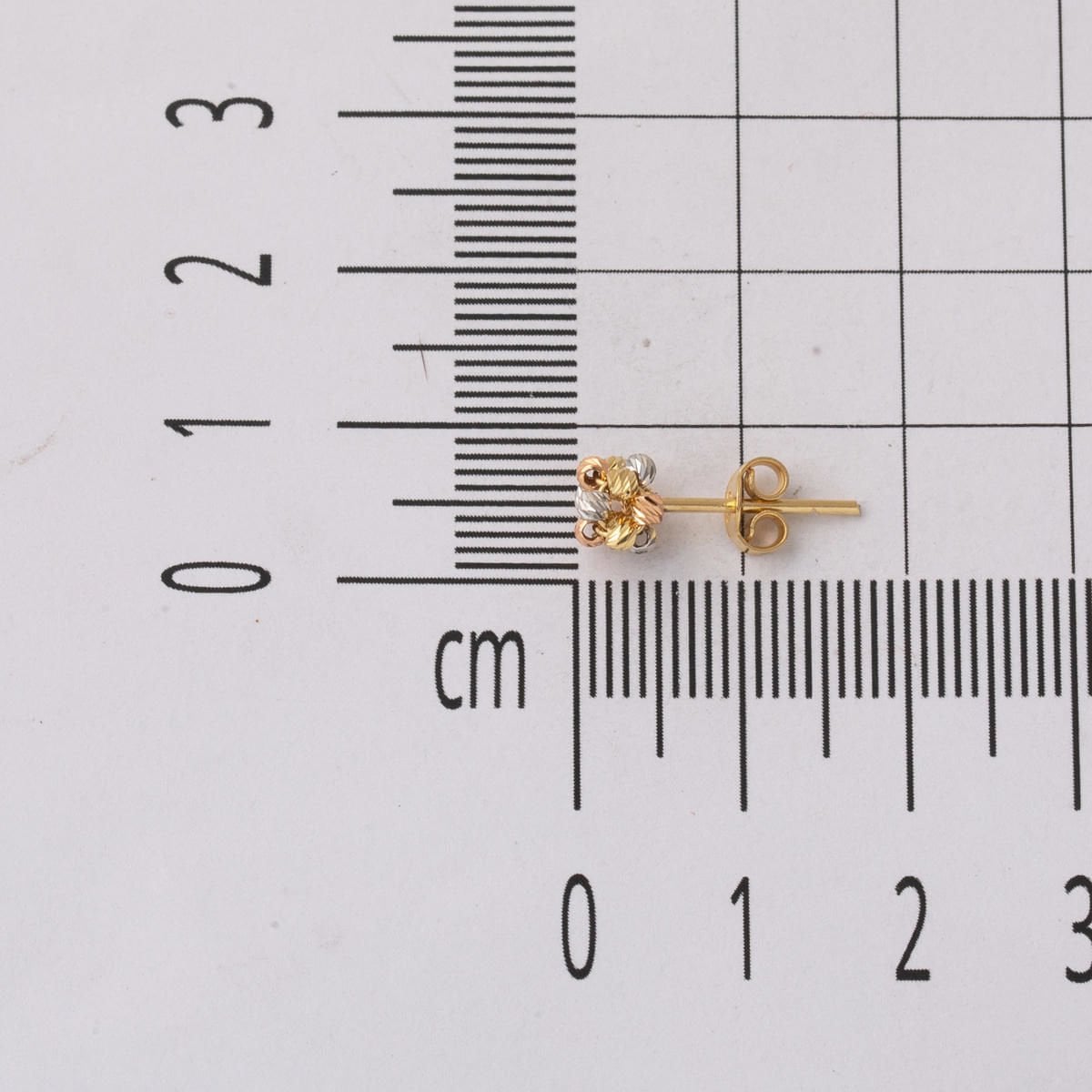 14K Yellow Gold Tri-Color Gold Bead Cluster Earrings