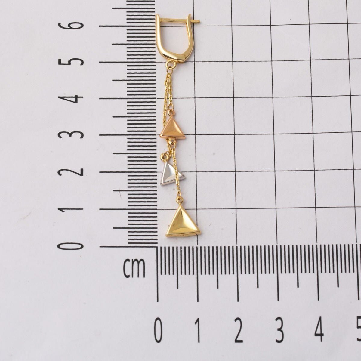 14K Yellow Gold Triangle Dangle Earrings