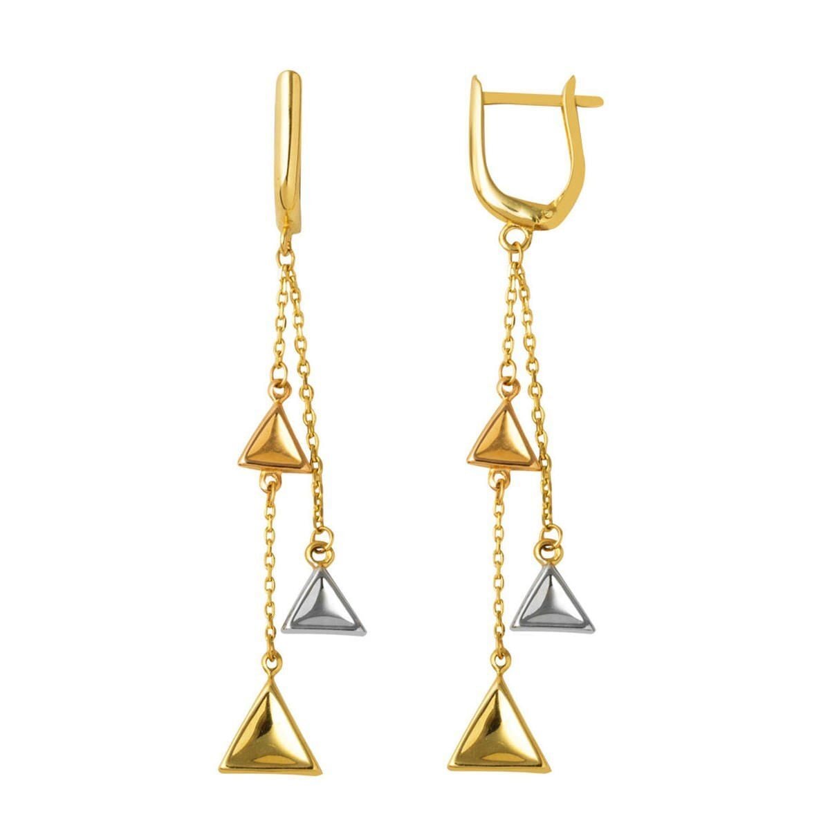 14K Yellow Gold Triangle Dangle Earrings