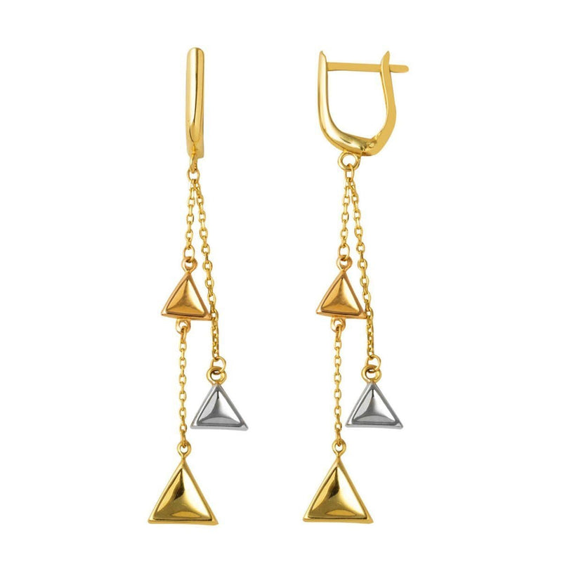 14K Yellow Gold Triangle Dangle Earrings