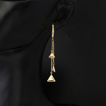 14K Yellow Gold Triangle Dangle Earrings