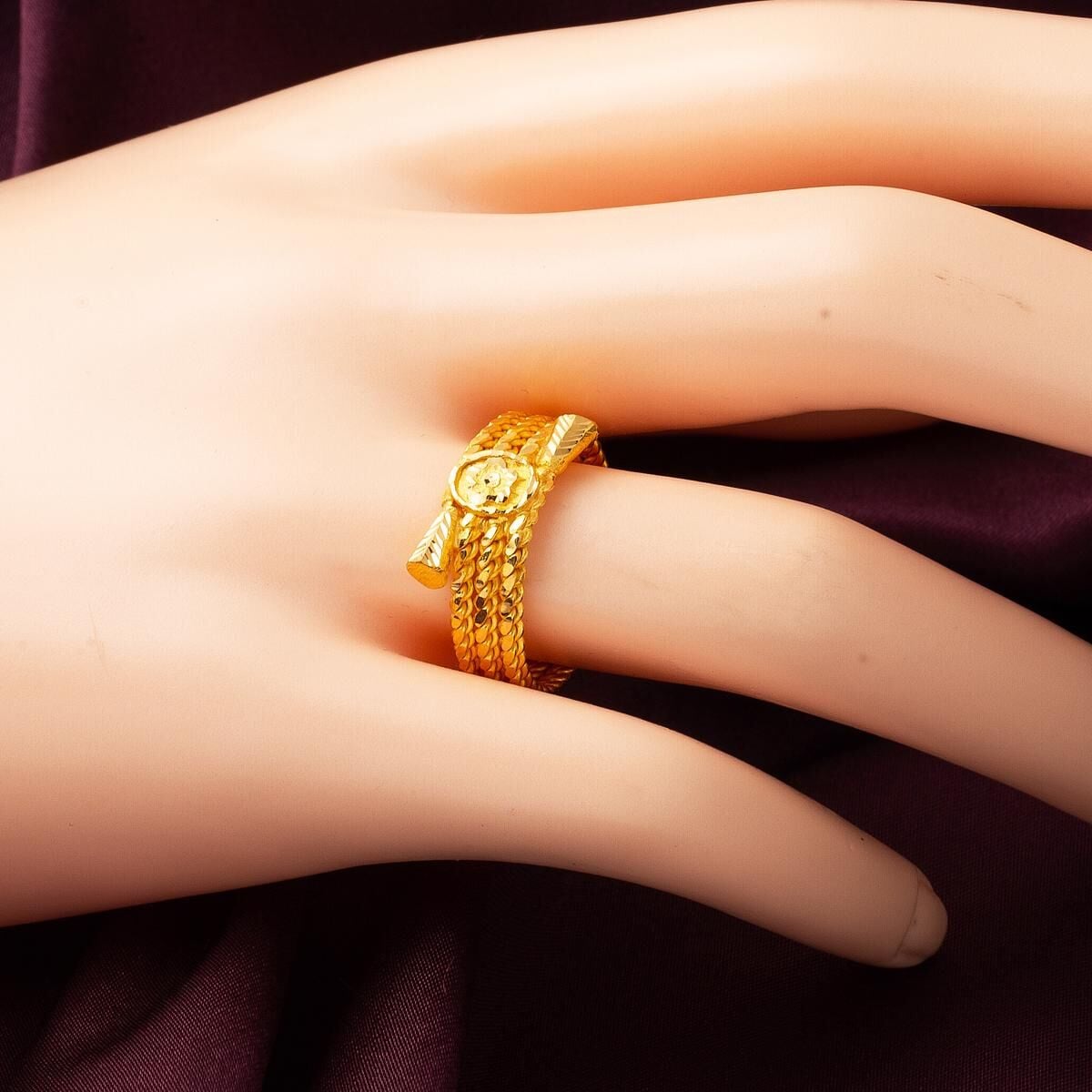 22K Yellow Gold 3-Piece Twisted Signet Ring