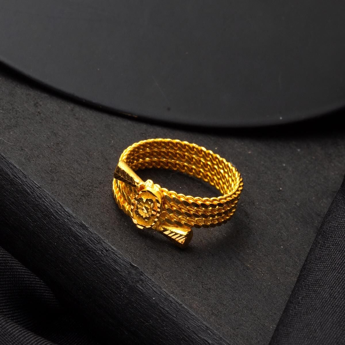 22K Yellow Gold 3-Piece Twisted Signet Ring