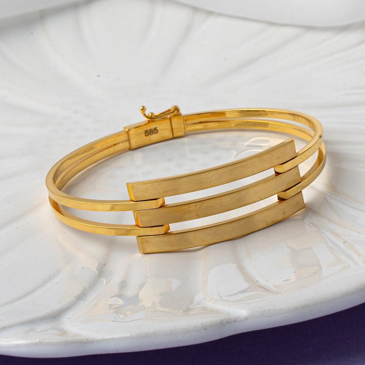 14K Yellow Gold 3-Piece Ribbed Bangle (8.85 g)