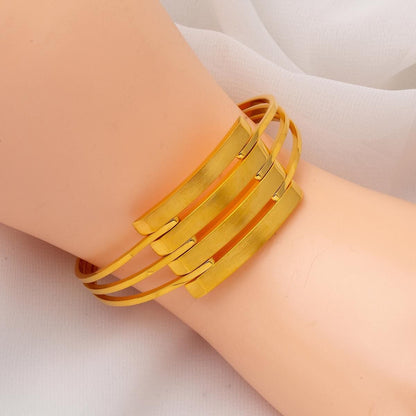 14K Yellow Gold 3-Piece Ribbed Hinged Cuff Bangle