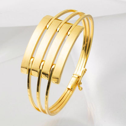14K Yellow Gold 3-Piece Ribbed Hinged Cuff Bangle